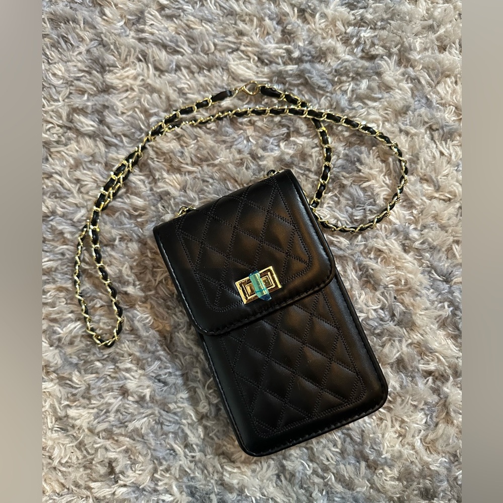 Black Wallet Purse with gold accents